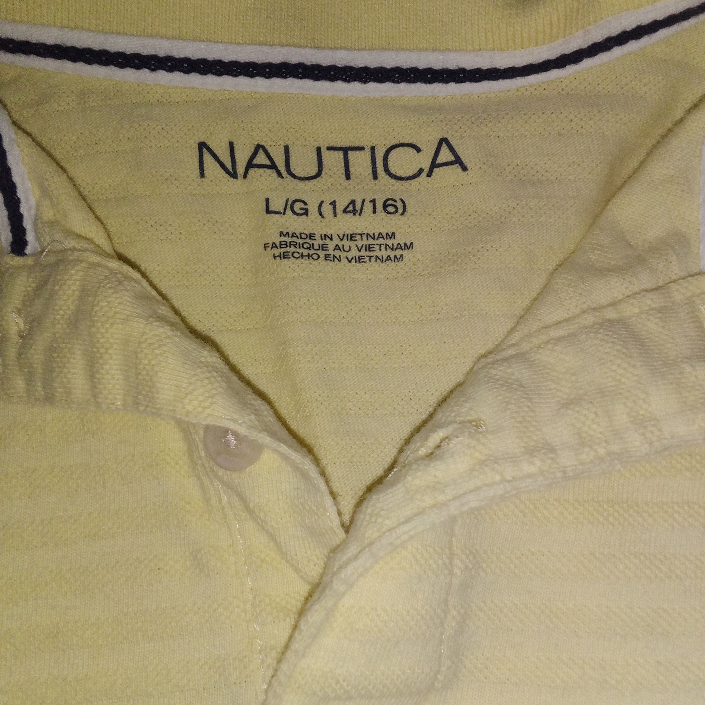 Nautica Soft Yellow Polo With Contrast Collar Trim